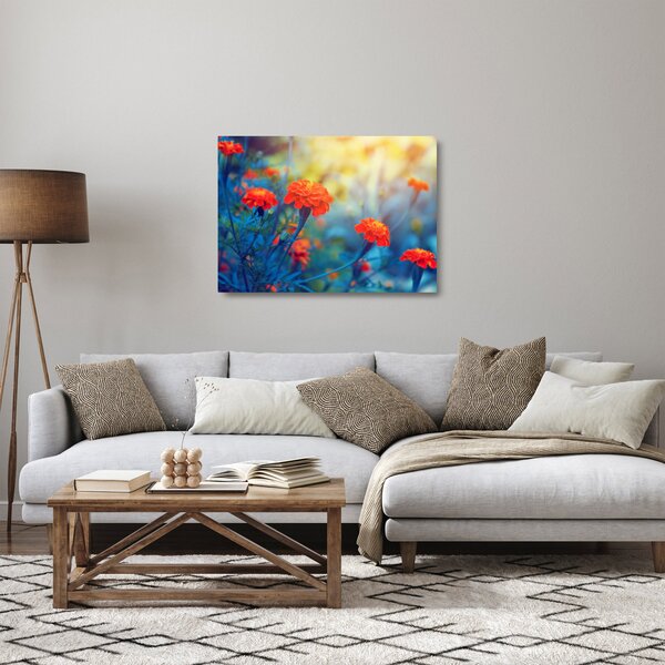 Obraz na szkle - Pomarańczowe kwiaty (70x50 cm)