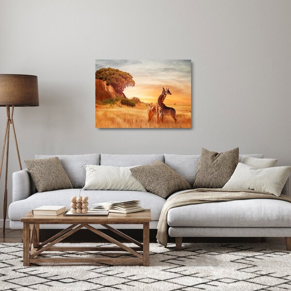 Obraz na szkle - Żyrafy w Afryce (70x50 cm)
