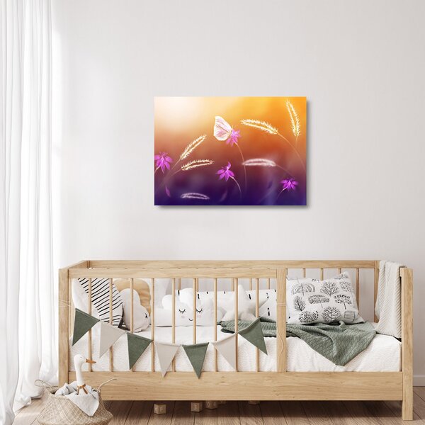 Obraz na szkle - Różowy motyl (70x50 cm)