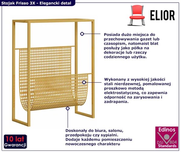Złoty stalowy stojak na gazety N7-W46
