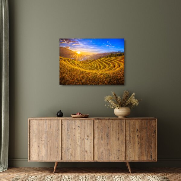 Obraz na szkle - Pole ryżowe w Wietnamie (70x50 cm)