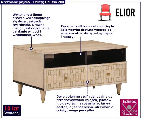 Prostokątny niski stolik kawowy z szufladami D6-R49