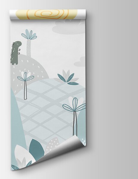 Fototapeta Kreskówka z dinozaurami na wzgórzu, Fototapety Dziecięce, Popularne Fototapety, u96460 - Tapeko.pl