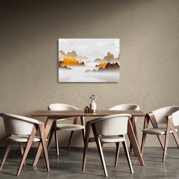 Obraz na szkle - Góry we mgle (70x50 cm)