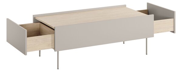 Stolik kawowy Desin 120 cm z szufladami - kaszmir / dąb nagano