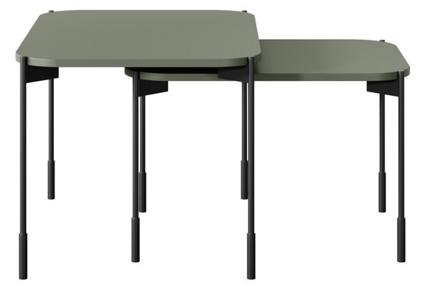 Stolik kawowy Sonatia 60 cm prostokątny na metalowych nogach - oliwka