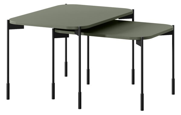 Stolik kawowy Sonatia 60 cm prostokątny na metalowych nogach - oliwka