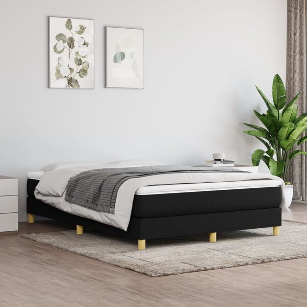 Łóżko kontynentalne, czarne, obite tkaniną, 140x190 cm