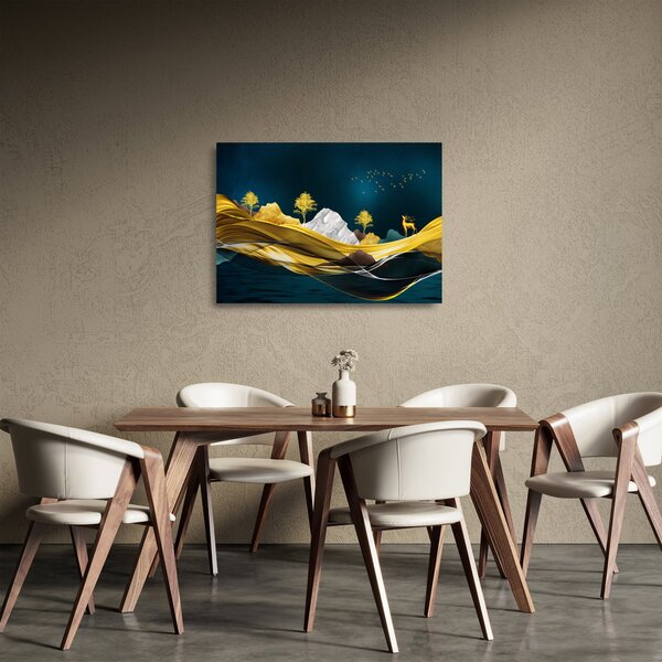 Obraz na szkle - Jeleń w krajobrazie (70x50 cm)