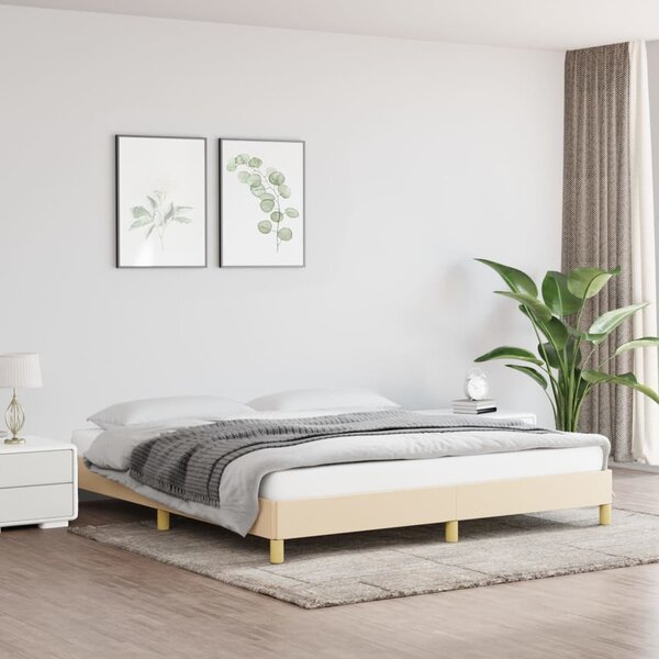Rama łóżka, kremowa, 180x200 cm, obita tkaniną