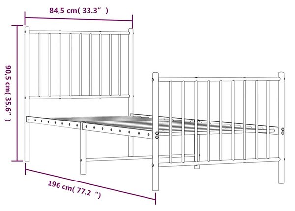 Białe pojedyncze łóżko metalowe 80x200 cm M9-Z32