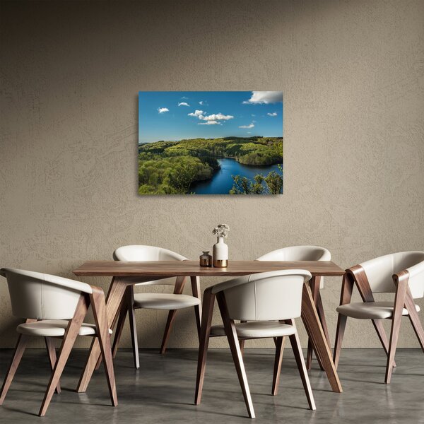 Obraz na szkle - Jezioro w lesie (70x50 cm)
