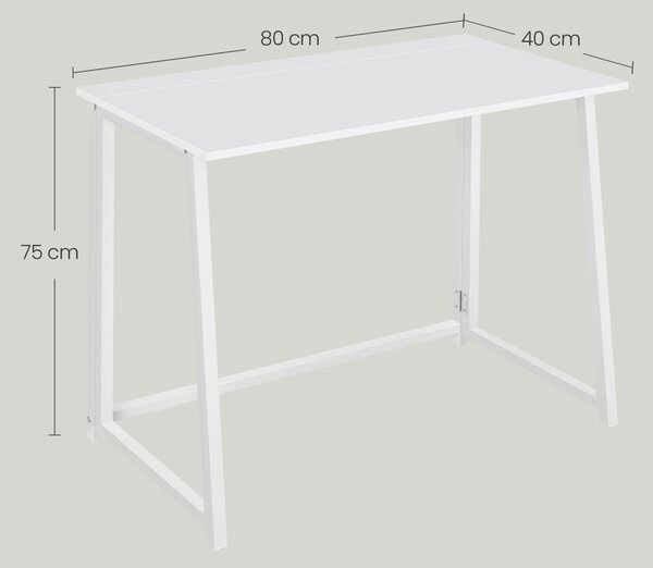 Zestaw do biura – składany stół ZARIMO 80×40 cm, biały + krzesło biurowe AVOLA VELVET jasnoniebieskie