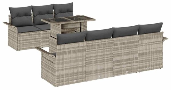 Zestaw Mebli Ogrodowych Komplet Wypoczynkowy Z Poduszkami 8-Częściowy Szary Rattan Na Taras Balkon Ogród
