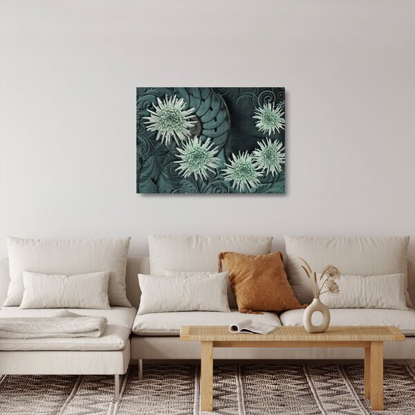 Obraz na szkle - Zielone kwiaty (70x50 cm)