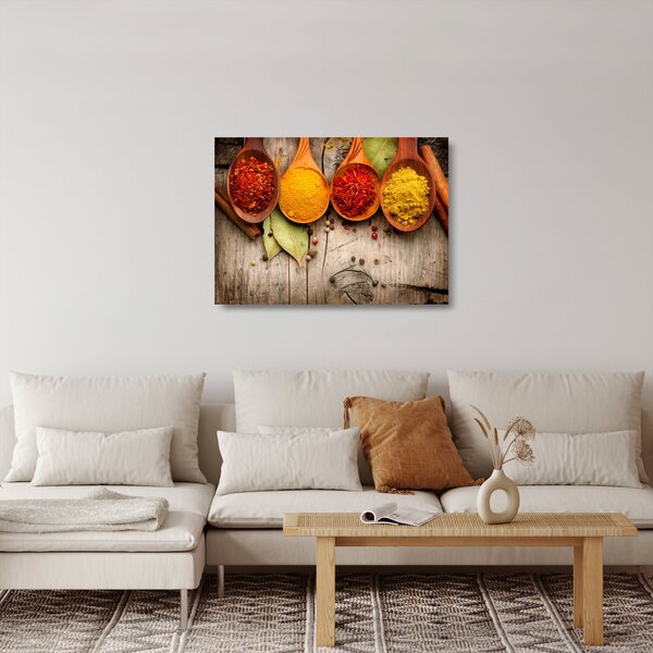 Obraz na szkle - Przyprawy na drewnie (70x50 cm)