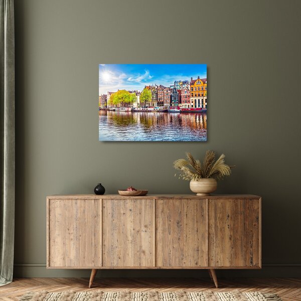 Obraz na szkle - Tańczące domy, Amsterdam (70x50 cm)