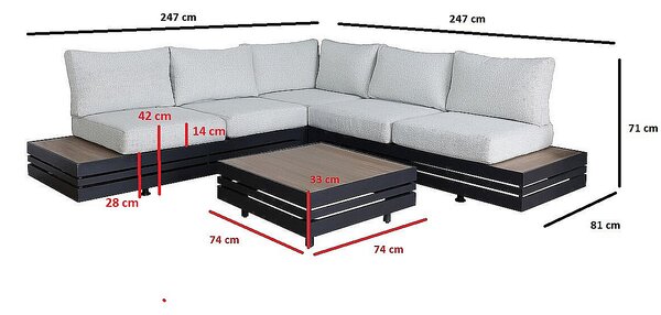 Luksusowy zestaw aluminiowy DALLAS dla 5 osób