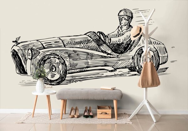 Tapeta samochód wyścigowy w stylu retro