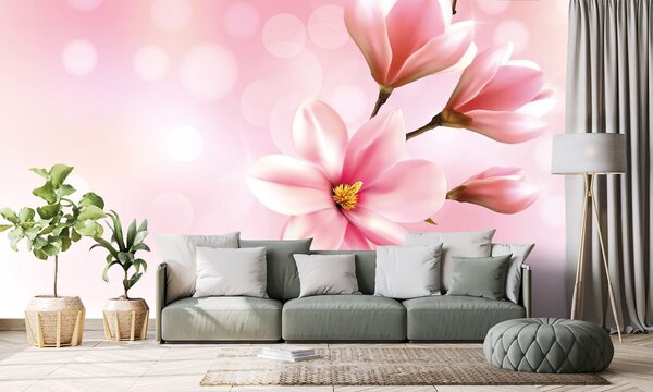 Tapeta delikatna różowa magnolia