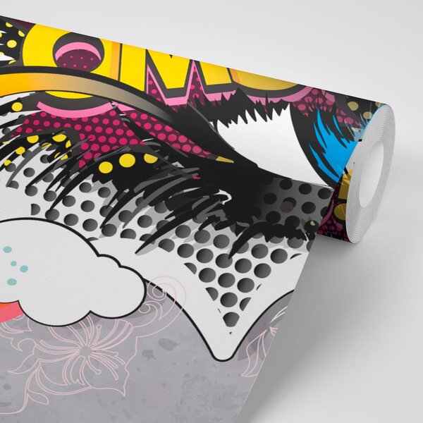 Samoprzylepna tapeta graffiti oko na szarym tle