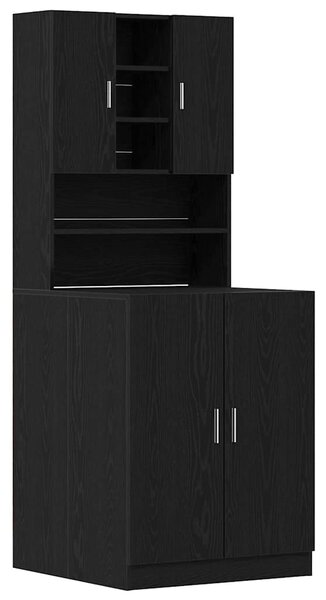 Szafka na pralkę 2 pcs Czarny Dąb 70,5 x 71,5 x 181,5 cm