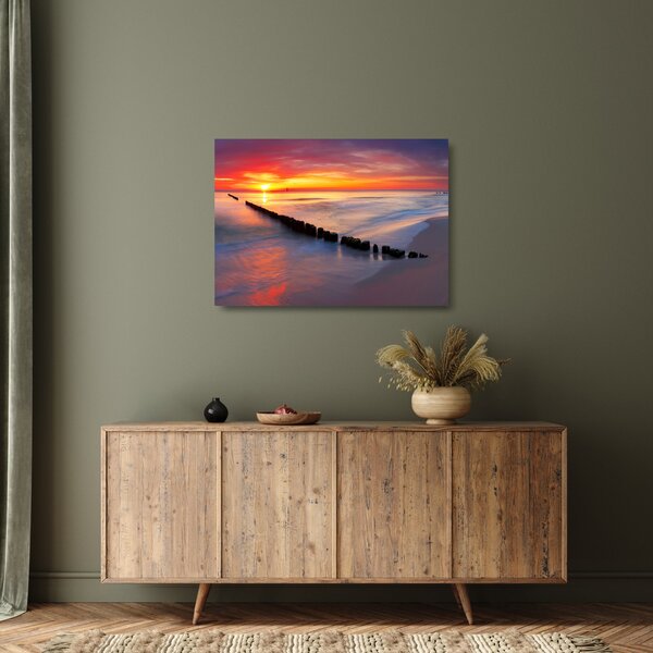 Obraz na szkle - Sunset, Baltic Sea, Poland (70x50 cm)