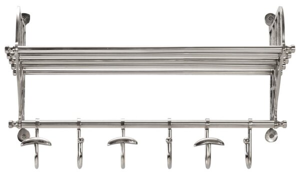 Półka na bagaże z wieszakami, ścienna, aluminium