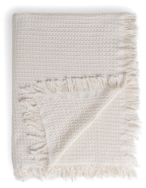 Kremowa narzuta z bawełny z recyklingu 260x280 cm Honeycomb – Ixia