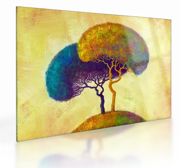Obraz na szkle - Drzewa na wzgórzu (70x50 cm)