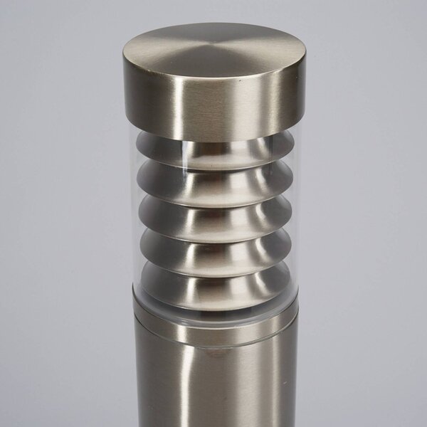 Lindby Słupek oświetleniowy Enja, 50 cm, stal nierdzewna, IP44, E27 Enja Lindby, możliwość ściemniania, aluminiowy / szary / cynkowy, stal szlachetna, nowoczesny