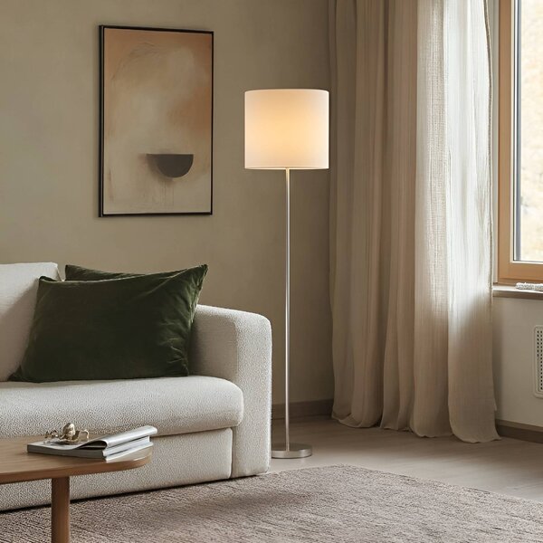Lampa stojąca Parsa Lindby, biały / opal, salon / jadalnia, tkanina / materiał / jedwab, młodzieżowy