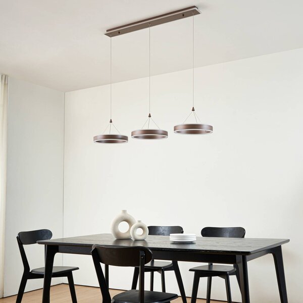 Lampa wisząca Kolo Lucande, możliwość ściemniania, brązowy / rdzawy, salon / jadalnia, nowoczesny