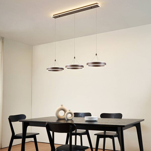 Lampa wisząca Kolo Lucande, możliwość ściemniania, brązowy / rdzawy, salon / jadalnia, nowoczesny