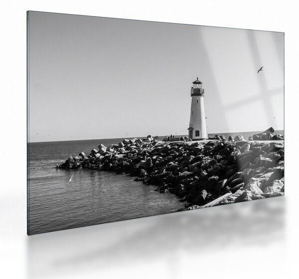 Obraz na szkle - Latarnia morska na wybrzeżu, Santa Cruz, Kalifornia (70x50 cm)