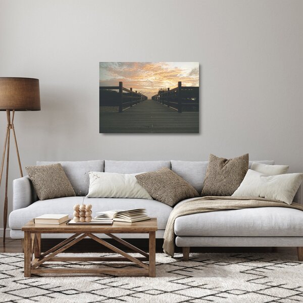 Obraz na szkle drewnianego pomostu nad jeziorem (70x50 cm)