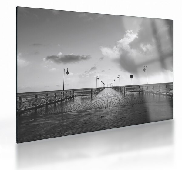 Obraz na szkle - Promenada nad wybrzeżem (70x50 cm)