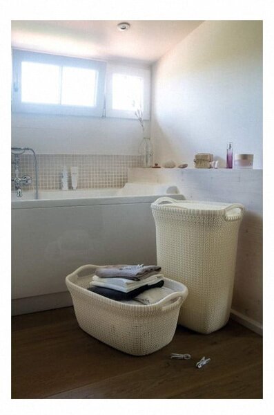 Beżowy plastikowy kosz na pranie 40 l Knit – Curver