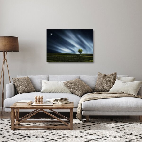 Obraz na szkle zorzy polarnej nad wrzosowiskami (70x50 cm)