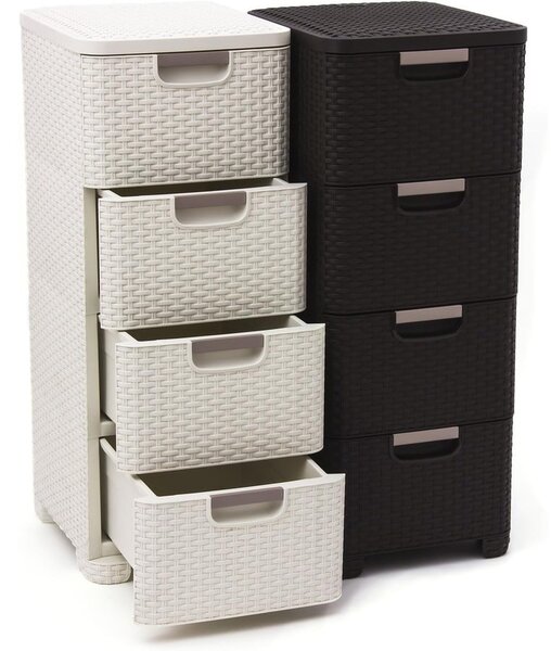 Kremowa plastikowa wysoka szafka łazienkowa 33x79 cm Rattan – Curver