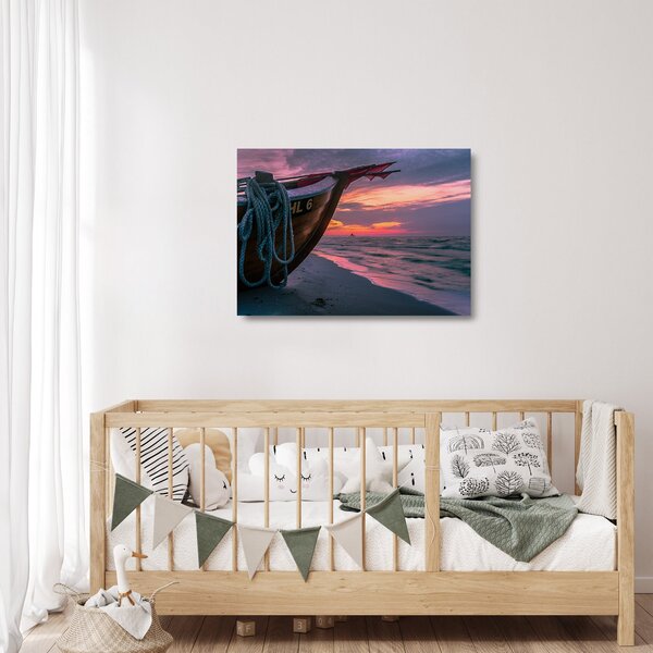 Obraz na szkle łodzi na brzegu (70x50 cm)