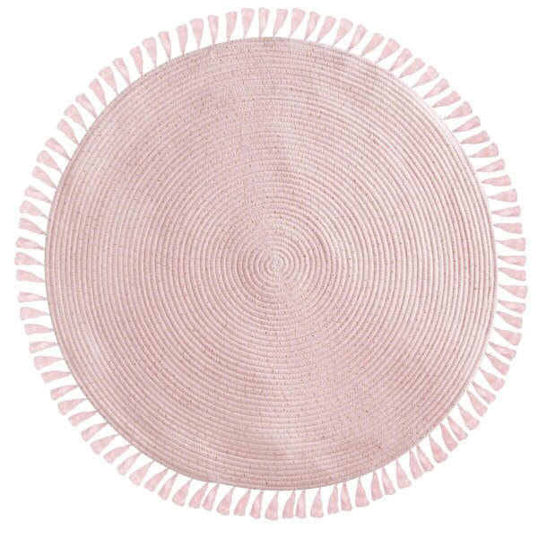Okrągły różowy dywan z frędzlami PINK 90 cm