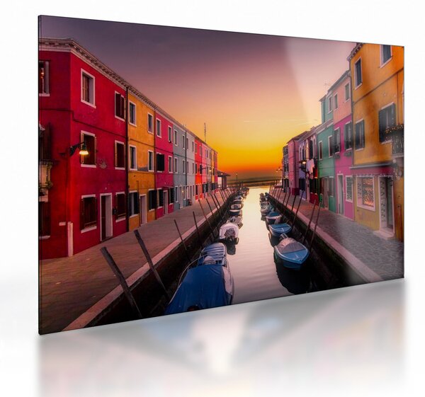 Obraz na szkle - Zachód słońca, wyspa Burano, Wenecja, Włochy (70x50 cm)