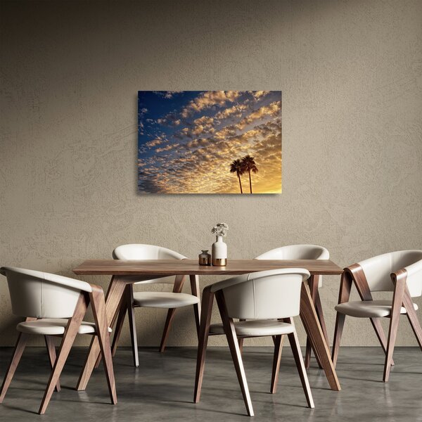 Obraz na szkle - palmy pośród chmur (70x50 cm)
