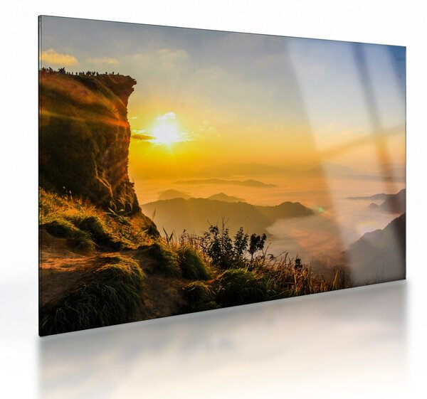 Obraz na szkle doliny w porannej mgle (70x50 cm)