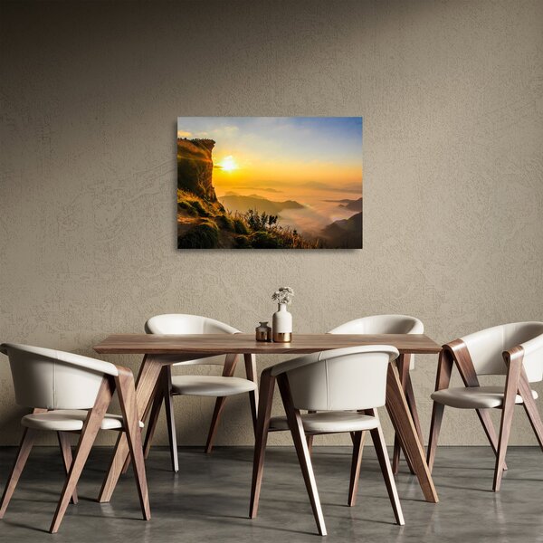 Obraz na szkle doliny w porannej mgle (70x50 cm)