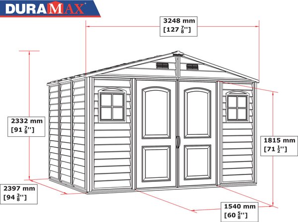 Woodside Domek ogrodowy 8 m² + konstrukcja podłogowa, winylowy, beżowy DURAMAX 30214