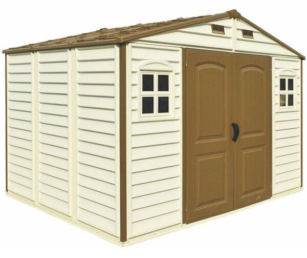 Woodside Domek ogrodowy 8 m² + konstrukcja podłogowa, winylowy, beżowy DURAMAX 30214