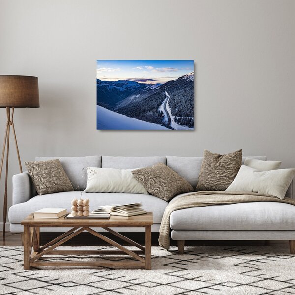 Obraz na szkle ośnieżonego stoku (70x50 cm)