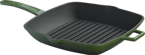 Patelnia grillowa 28 x 28 cm z pokrywką, żeliwna, zielona LAVA METAL LVPGT2828K3G
